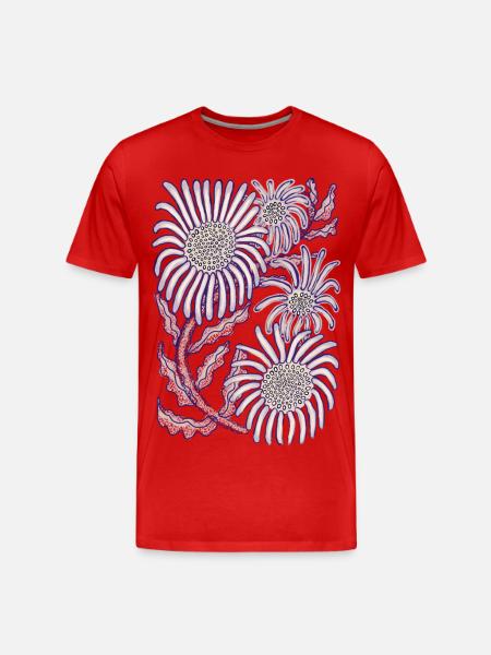 Lila Glättchen-Botanische Strichkunst - Männer Premium Bio T-Shirt - Rot