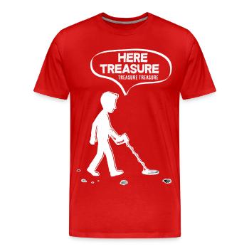 Hier Schatz Schatz Lustiger Sondengänger - Männer Premium Bio T-Shirt - Rot - Vorne - Damien (186cm)
