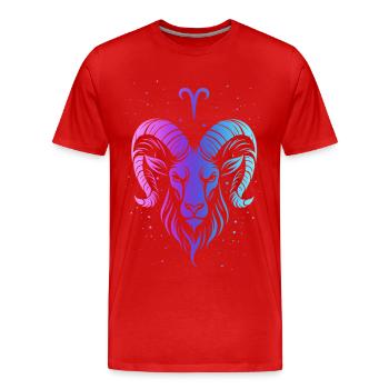 Colorful Aries Zodiac - Men's Premium Organic T-Shirt - red - Front - Damien (186cm)