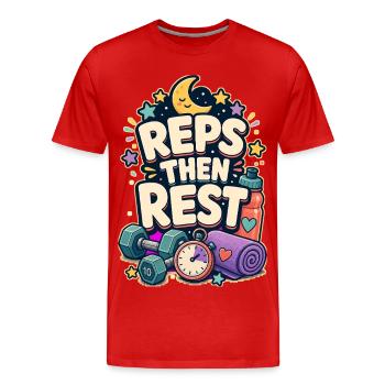 REPS THEN REST - Männer Premium Bio T-Shirt - Rot - Vorne - Damien (186cm)
