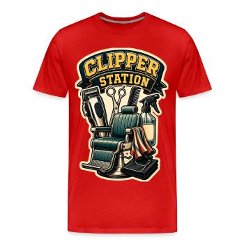 GARE CLIPPER - T-shirt bio Premium Homme - rouge - Devant - Damien (186cm)