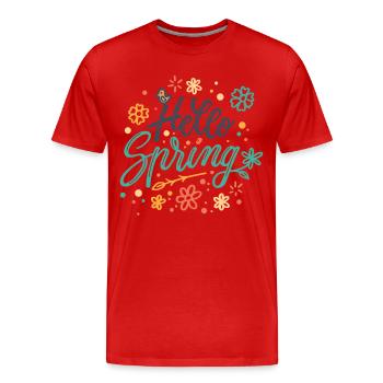 Hallo Frühling - Männer Premium Bio T-Shirt - Rot - Vorne - Damien (186cm)