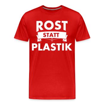 ROST STATT PLASTIK - Männer Premium Bio T-Shirt - Rot - Vorne - Damien (186cm)