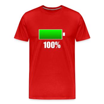 Battery charged - Men's Premium Organic T-Shirt - red - Front - Damien (186cm)