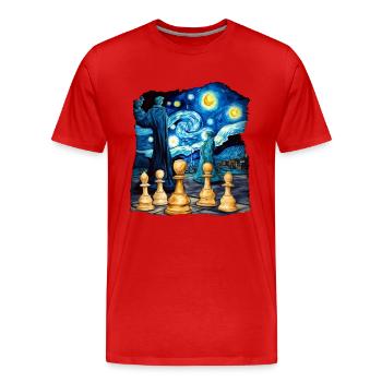 Moonlight chess - Men's Premium Organic T-Shirt - red - Front - Damien (186cm)