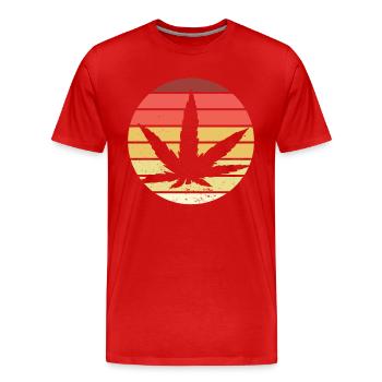 Cannabis Leaf Retro Coucher de soleil - T-shirt bio Premium Homme - rouge - Devant - Damien (186cm)