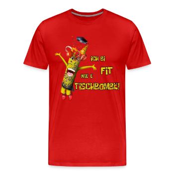 Ich bi fit wie e Tischbombe (Schweizerdeutsch) - Männer Premium Bio T-Shirt - Rot - Vorne - Damien (186cm)