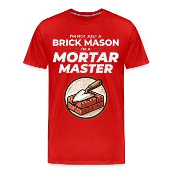 Maîtriser le mortier : l’ d’un maçon - T-shirt bio Premium Homme - rouge - Devant - Damien (186cm)