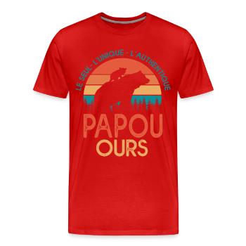 papou ours Cadeau Tshirt papa ours grand père papy - T-shirt bio Premium Homme - rouge - Devant - Damien (186cm)