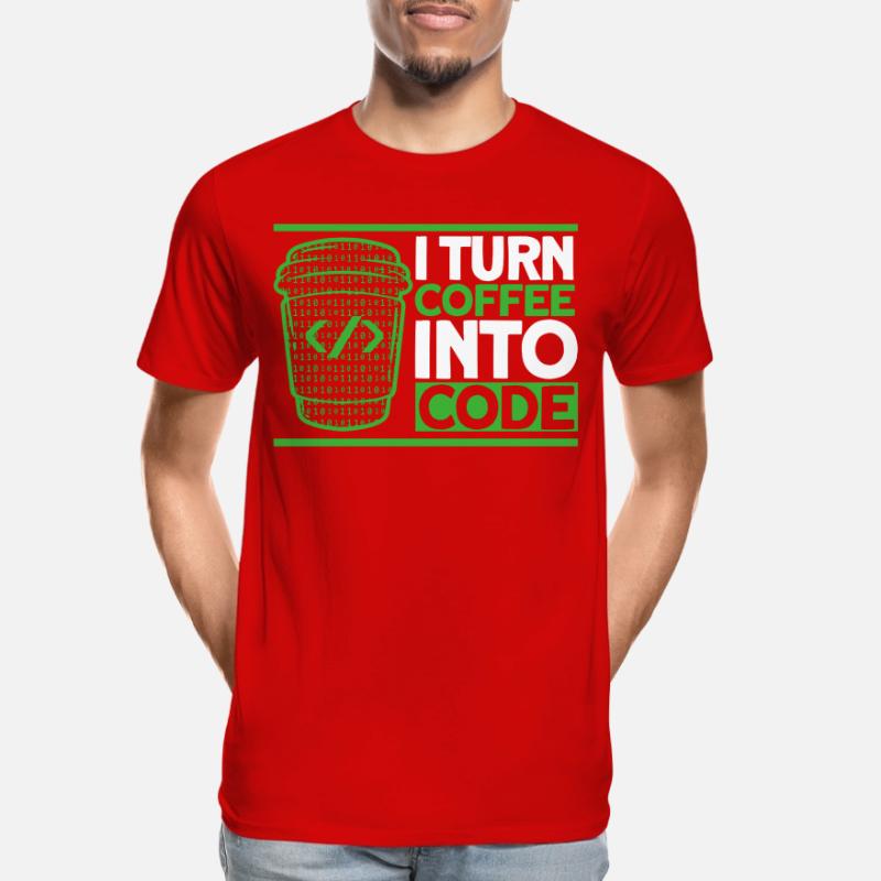 I Turn Coffee Into Code Software Developer Men's Premium Organic T-Shirt