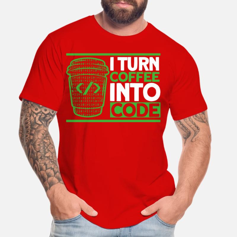 I Turn Coffee Into Code Software Developer Men's Premium Organic T-Shirt