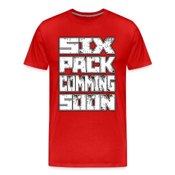 SIX PACK COMMIMG SOON Training GYM Gift - Men's Premium Organic T-Shirt - red - Front - Damien (186cm)