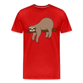 Sloth branch - Men's Premium Organic T-Shirt - red - Front - Damien (186cm)