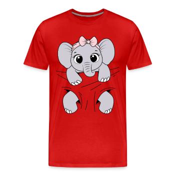 Babyelefant tragen Tier Elefantenbaby Baby Elefant - Männer Premium Bio T-Shirt - Rot - Vorne - Damien (186cm)