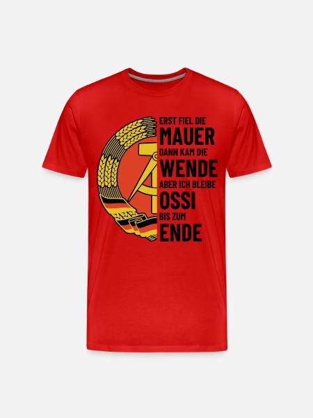 Ossi bis zum Ende - DDR Spruch - Männer Premium Bio T-Shirt - Rot