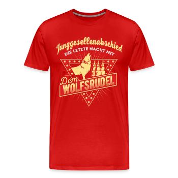 Junggesellenabschied Wolf - Männer Premium Bio T-Shirt - Rot - Vorne - Damien (186cm)