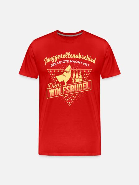Junggesellenabschied Wolf - Männer Premium Bio T-Shirt - Rot