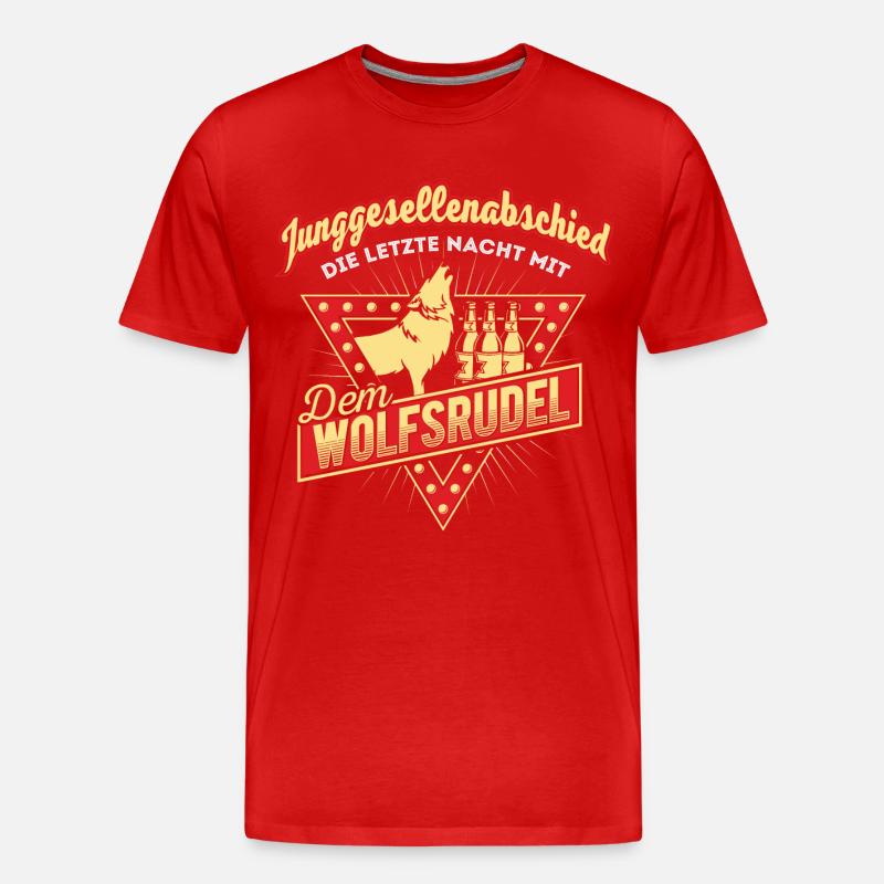 Junggesellenabschied Wolf - Männer Premium Bio T-Shirt - Rot