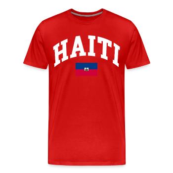 Drapeau d’Haïti - T-shirt bio Premium Homme - rouge - Devant - Damien (186cm)