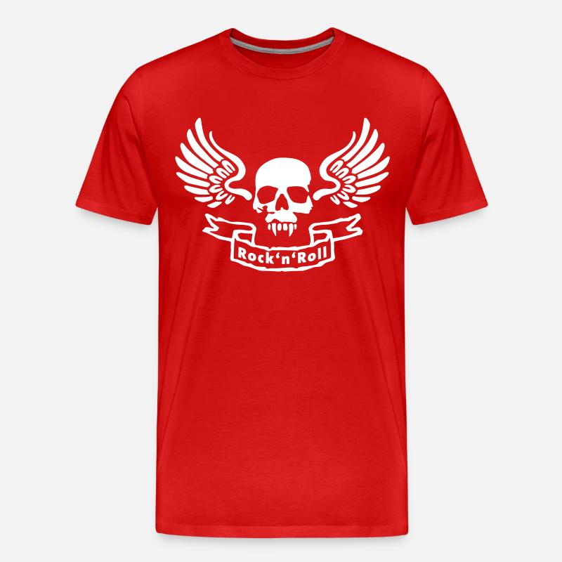 rocknroll_skull_1c - Männer Premium Bio T-Shirt - Rot