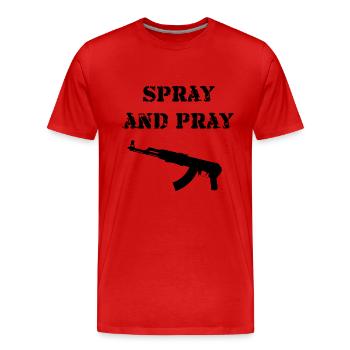 Pulvériser et prier AK-47 idée cadeau - T-shirt bio Premium Homme - rouge - Devant - Damien (186cm)