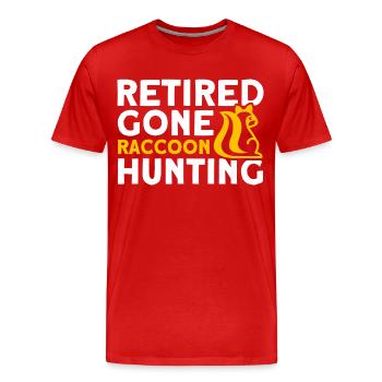 Retro Raccoon Hunting Raccoon Hunter Hunting Vacation - Men's Premium Organic T-Shirt - red - Front - Damien (186cm)