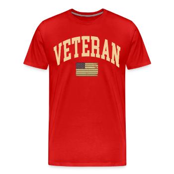 Veteran USA Flag - Men's Premium Organic T-Shirt - red - Front - Damien (186cm)
