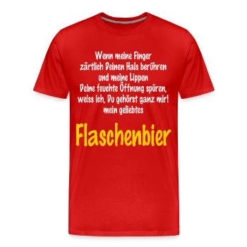 Flaschenbier ...wenn meine Finger - RAHMENLOS - Männer Premium Bio T-Shirt - Rot - Vorne - Damien (186cm)