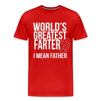 worlds greatest farter i mean father - Männer Premium Bio T-Shirt - Rot - Vorne - Damien (186cm)