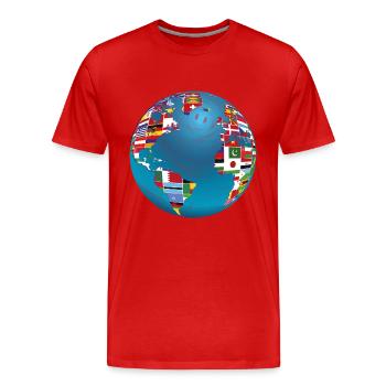 Weltkarte Globus Erdkugel Landesflaggen Kontinente - Männer Premium Bio T-Shirt - Rot - Vorne - Damien (186cm)