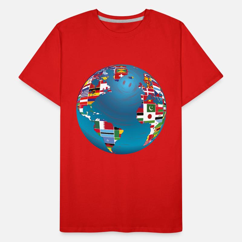 Carte du monde globe terrestre globe pays drapeaux continents T-shirt bio Premium Homme