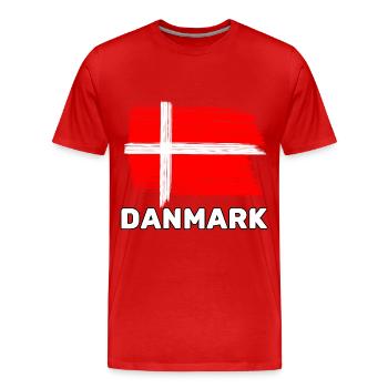 Le Danemark avec le drapeau national - T-shirt bio Premium Homme - rouge - Devant - Damien (186cm)