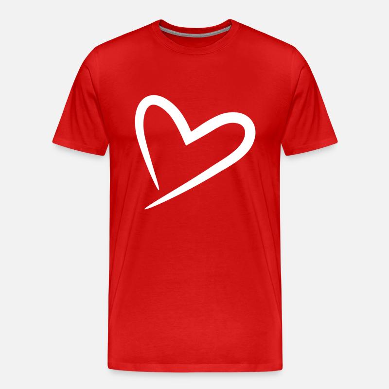 Herz weiß modern - Männer Premium Bio T-Shirt - Rot
