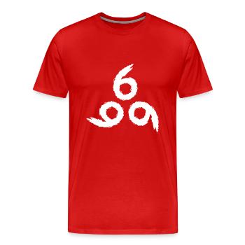 666 Satan Symbol - Männer Premium Bio T-Shirt - Rot - Vorne - Damien (186cm)