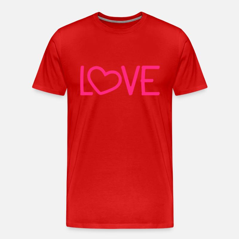 Liebe Herz Romantisch - Männer Premium Bio T-Shirt - Rot