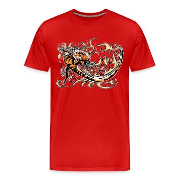 Kleiner Kaiman - Männer Premium Bio T-Shirt - Rot - Vorne - Damien (186cm)