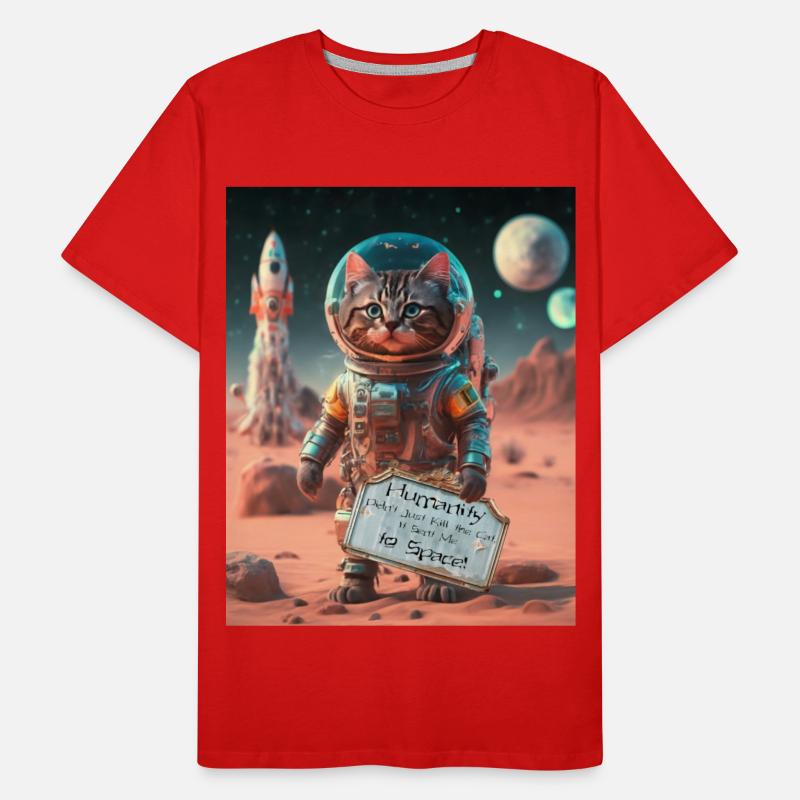 Conception amusante de chat de l’espace T-shirt bio Premium Homme