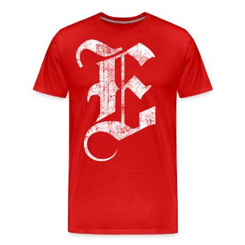Tshirt alphabet initial E - Men's Premium Organic T-Shirt - red - Front - Damien (186cm)