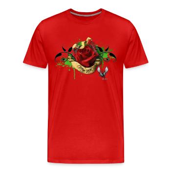 Rose M-A - T-shirt bio Premium Homme - rouge - Devant - Damien (186cm)