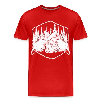BOIS SAW BOINSAW CADEAU FOREST FÖRSTER PROFESSION - T-shirt bio Premium Homme - rouge - Devant - Damien (186cm)