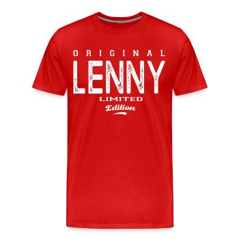 Lenny Tshirt personnalisé prénom lenny, Lenny - T-shirt bio Premium Homme - rouge - Devant - Damien (186cm)