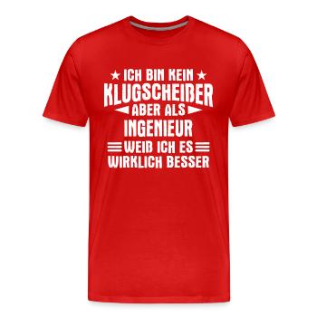 Ingenieur Maschinenbau Spruch - Männer Premium Bio T-Shirt - Rot - Vorne - Damien (186cm)