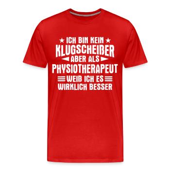 Physiotherapeut Physio Praxis Physiotherapie - Männer Premium Bio T-Shirt - Rot - Vorne - Damien (186cm)
