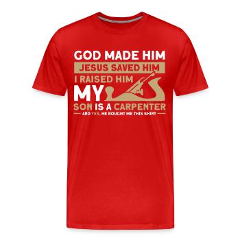 Mein Sohn Vater Zimmermann Vater Familie - Männer Premium Bio T-Shirt - Rot - Vorne - Damien (186cm)