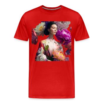 Geisha in Kimono Geschenk - Männer Premium Bio T-Shirt - Rot - Vorne - Damien (186cm)