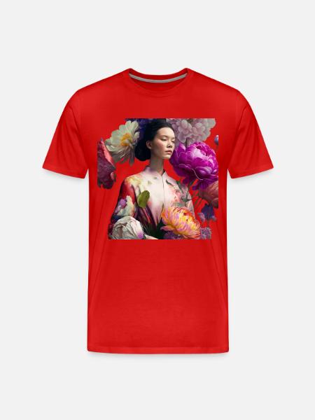 Geisha in Kimono Gift - Men's Premium Organic T-Shirt - red