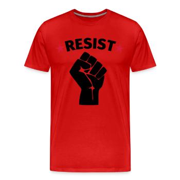 Resistance protest raised fist - Men's Premium Organic T-Shirt - red - Front - Damien (186cm)