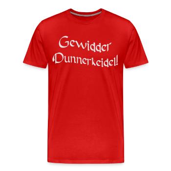 Gewidder Dunnerkeidel / Gewitter donner keil - Männer Premium Bio T-Shirt - Rot - Vorne - Damien (186cm)