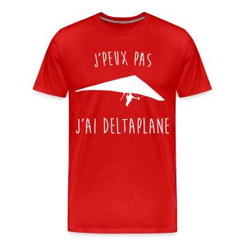 j'peux pas j'ai deltaplane - T-shirt bio Premium Homme - rouge - Devant - Damien (186cm)