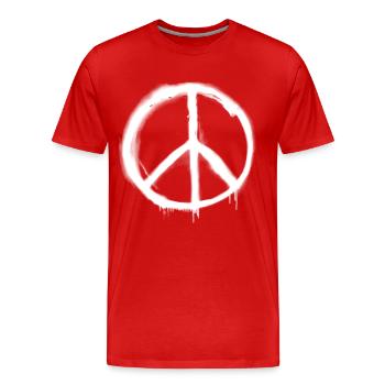 Peacezeichen Graffiti - Männer Premium Bio T-Shirt - Rot - Vorne - Damien (186cm)